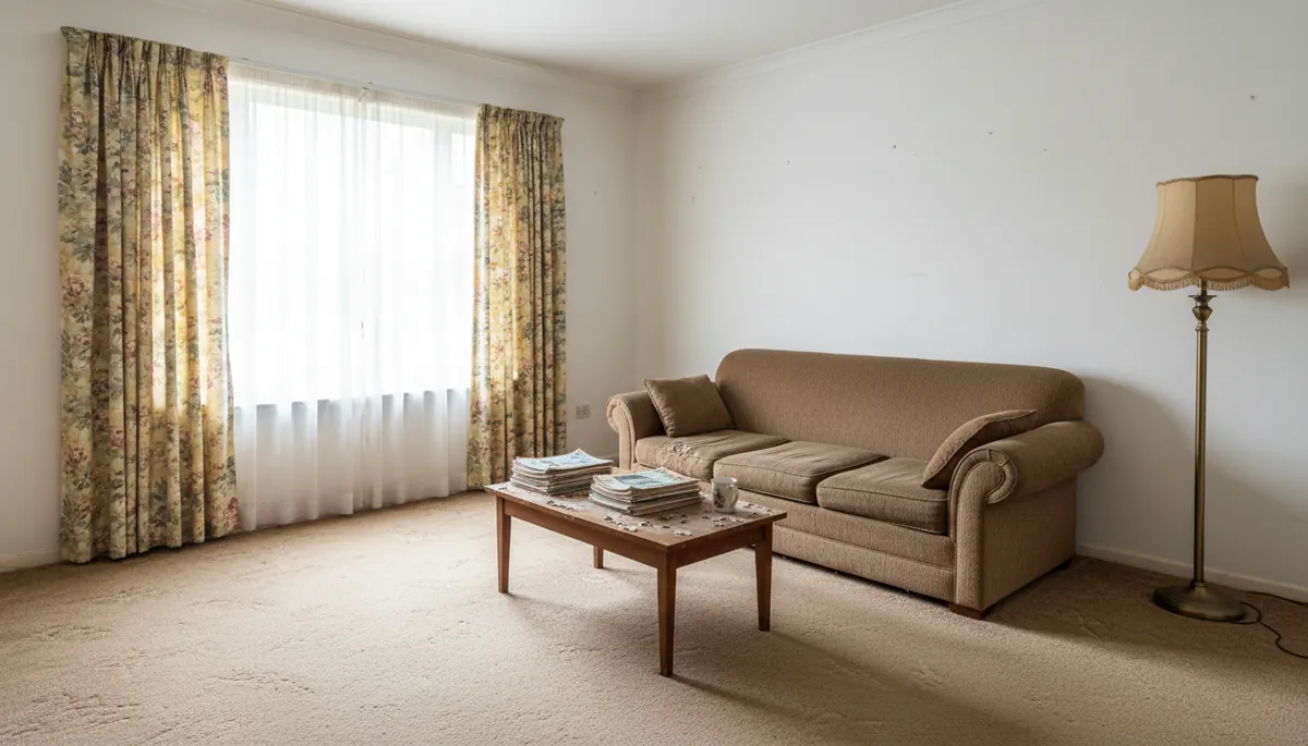 Room before AI interior design transformation