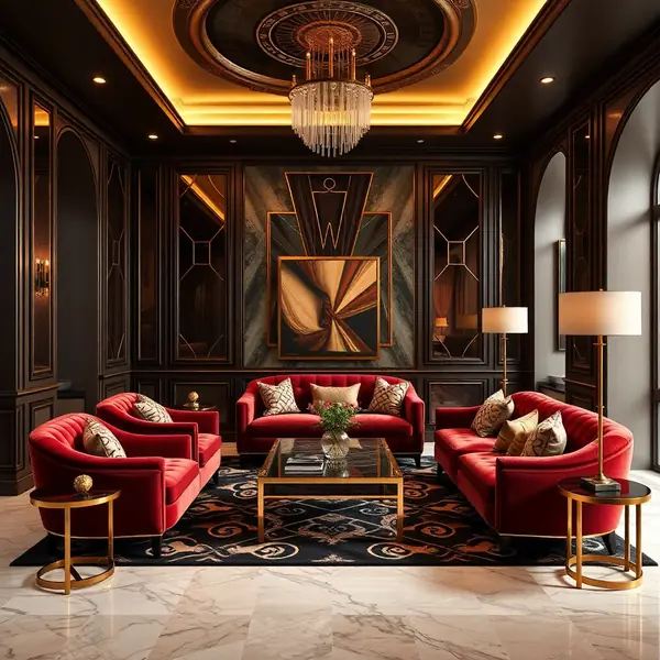 AI interior design Art Deco style room