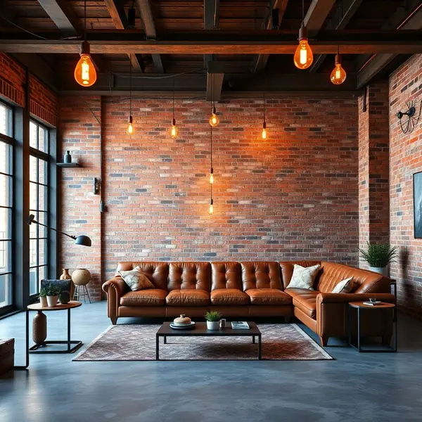 AI interior design Industrial loft style room